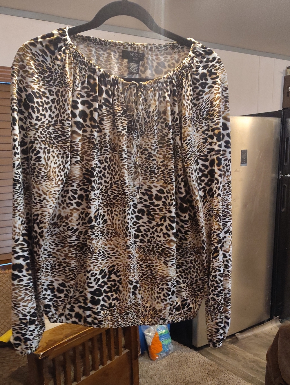 Verve Ami Animal Print Peasant Top - Brown Black White